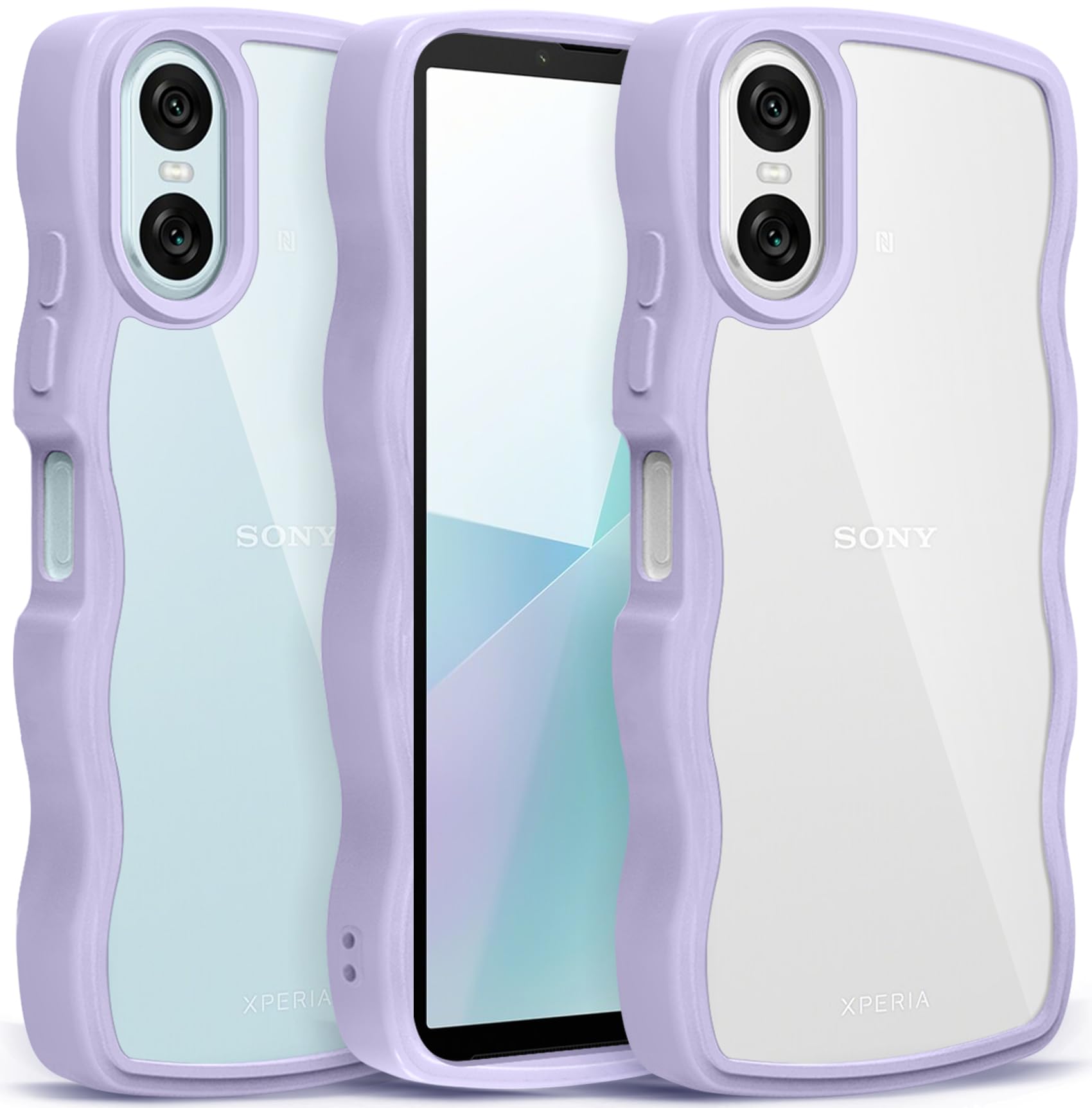 Xperia 10 VI ケース クリア かわいい 波状フレーム 耐衝撃 SO-52E / SOG14 スマホケース 滑り止め 人気 可愛い 女性用 女子向け エクスペリア 10 vi カバー 落下防止 (パープル)
