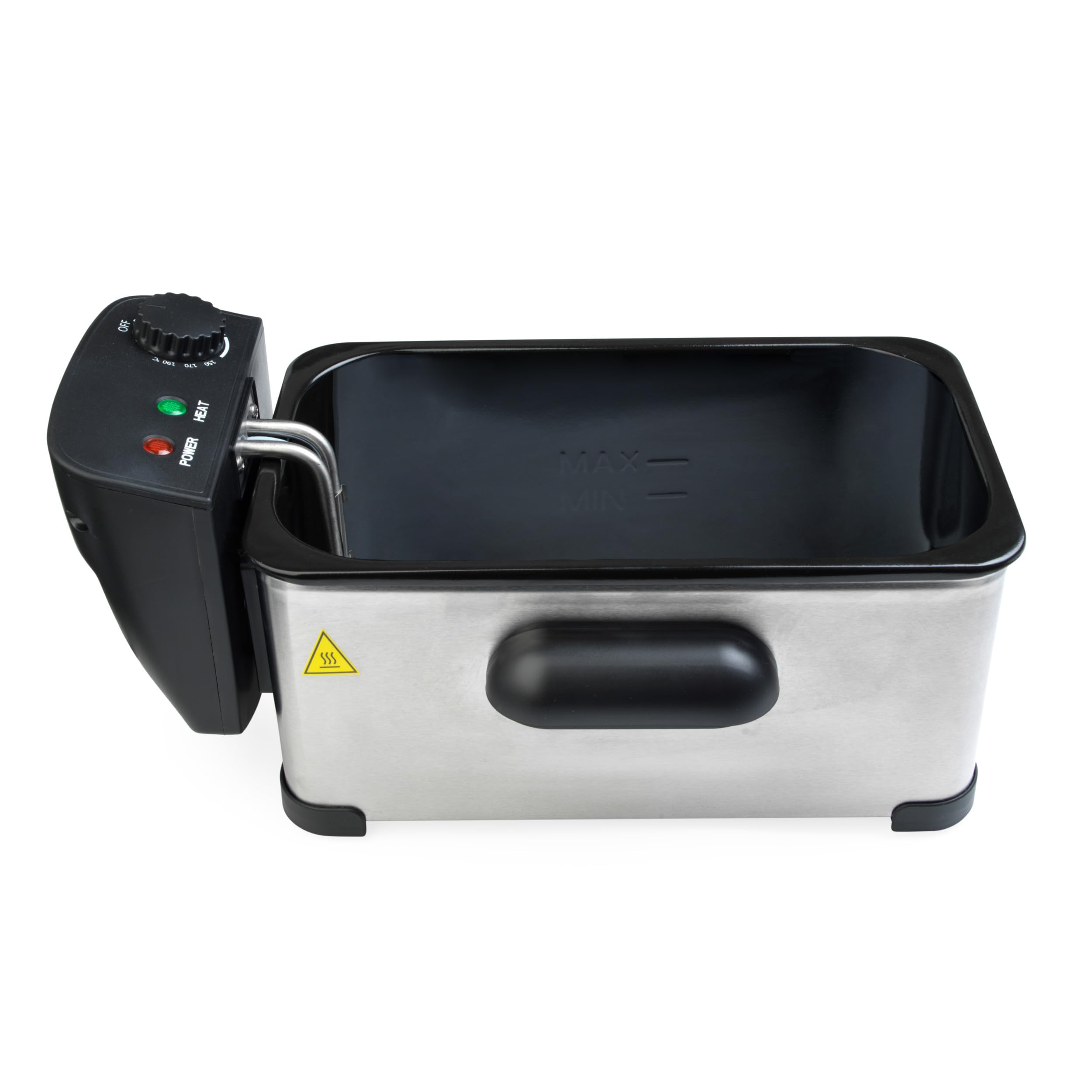 Progress Friggitrice elettrica - Friggitrice ad Olio da 3L - Cestello Rimovibile Antiaderente e Coperchio, 50-190°C, Finestra di Visualizzazione, Controllo della Temperatura Regolabile, 2000W