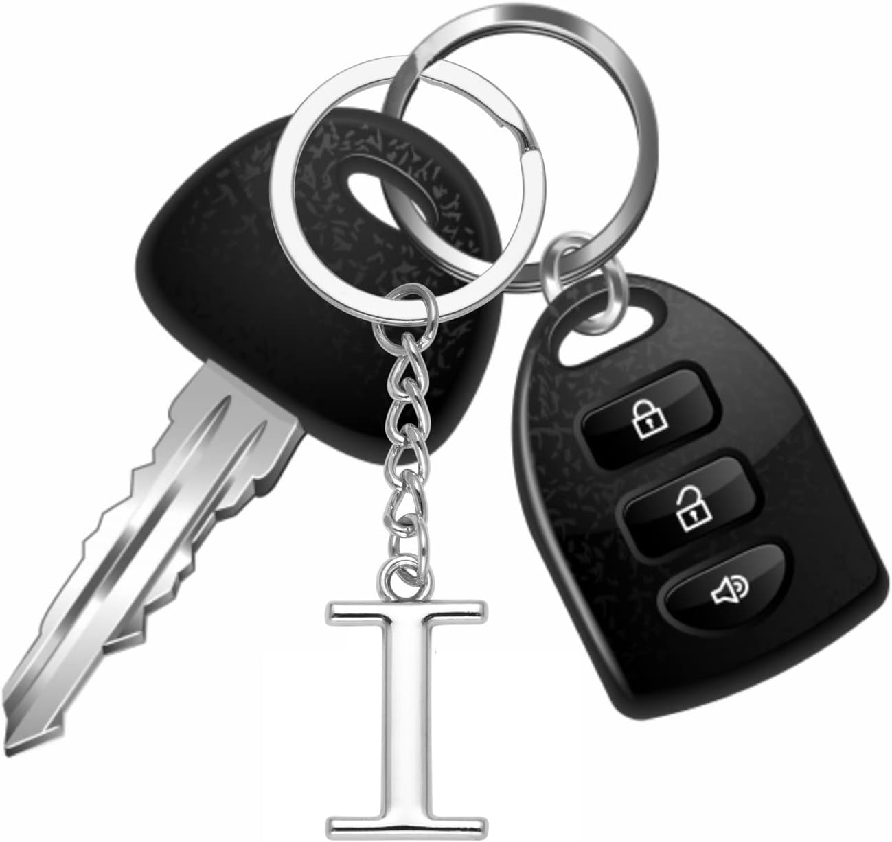 Yuxh Initial Keychain for Men A-Z Letter Key Chain for Boys Alphabet Keyring Silver Heartfelt Gift - Image 4