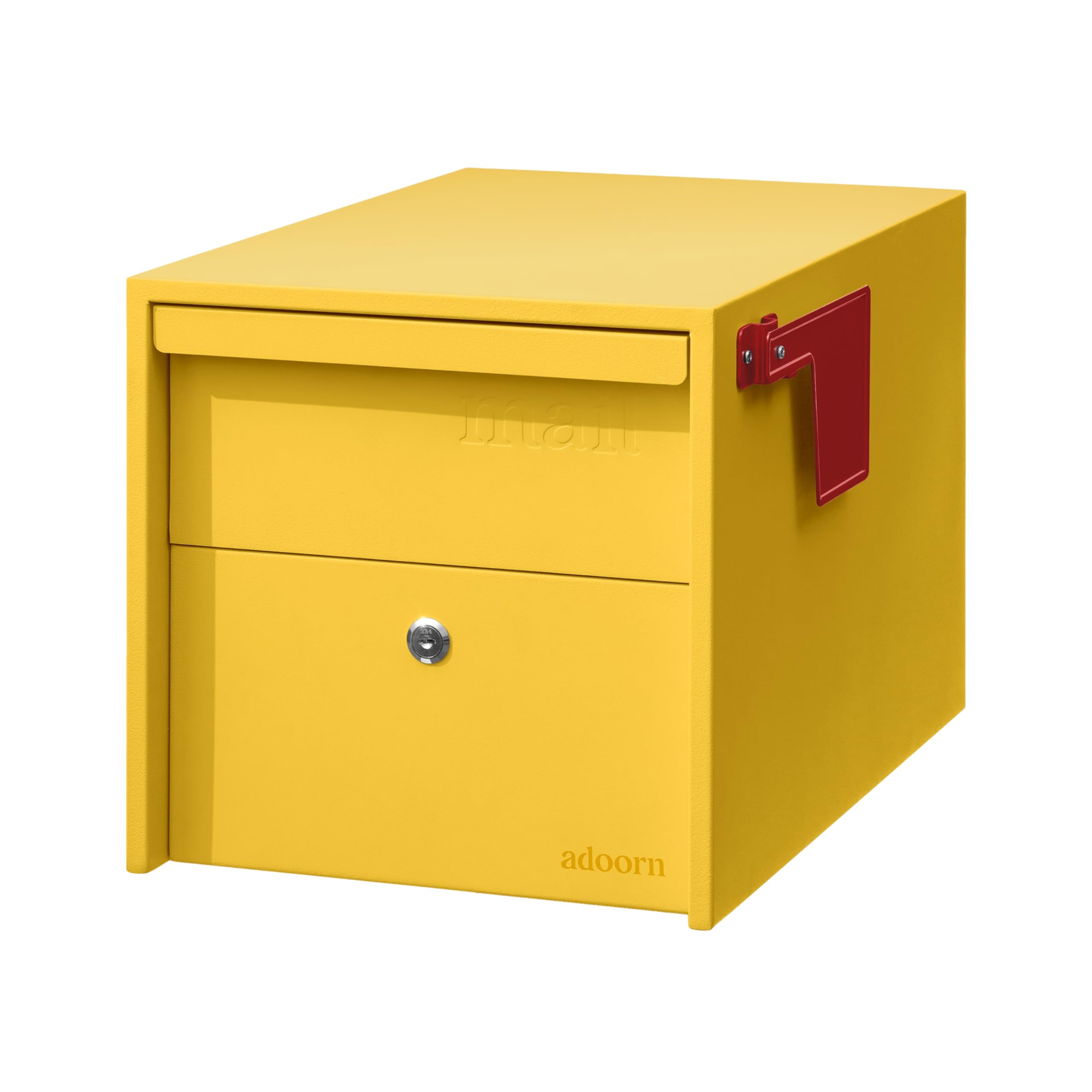 adoorn Modern Small Locking Post Mount Mailboxes for Outside - Curb Yellow