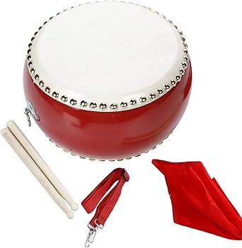 【新品・未使用】　牛革　和太鼓 1.8尺強・バチ付き・台付き　　祭り  ③ lm18723_1.jpg