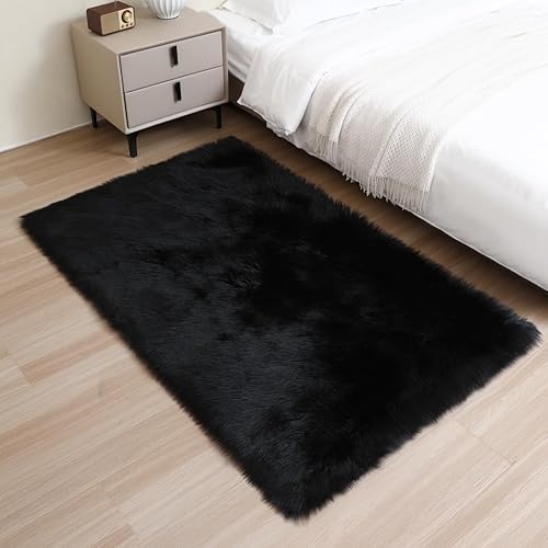 Miniatura 132 de Alfombra blanca de piel sintética de piel de oveja de 2 x 6 pies, alfombra mullida súper suave y esponjosa utilizada para dormitorio, suelo de Blanco