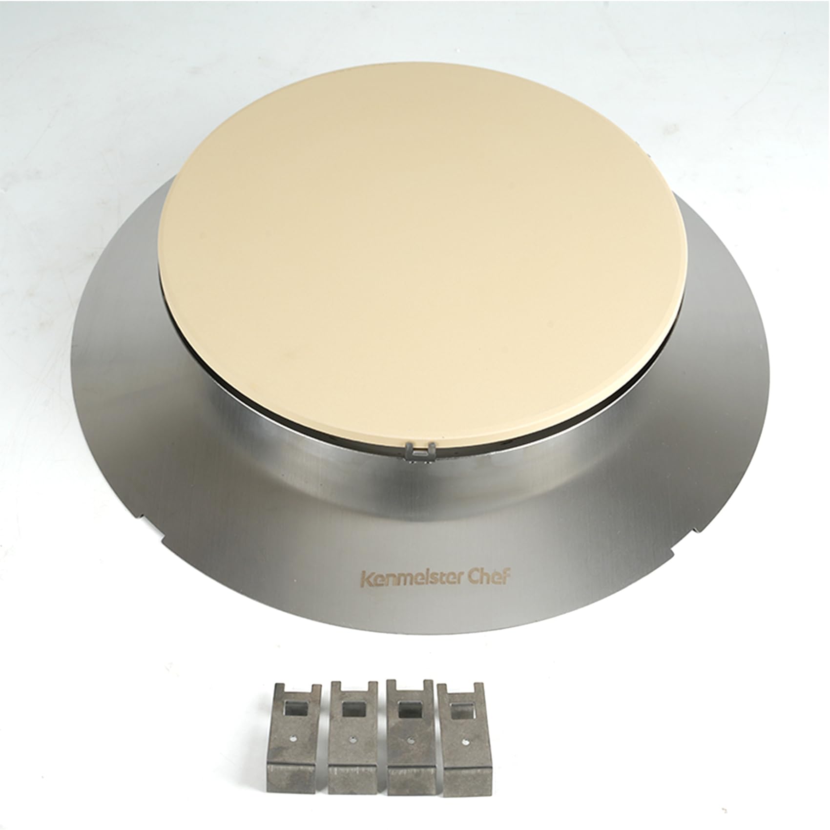 Stainless Steel Kettle Grill Smoking Kit with 15”Pizza Stone and 4 Brackets, WSM BBQ Smoking Gilling Kit, Kettle Grill Accessories Compatible With 22”Weber Kettle Grills Cooking