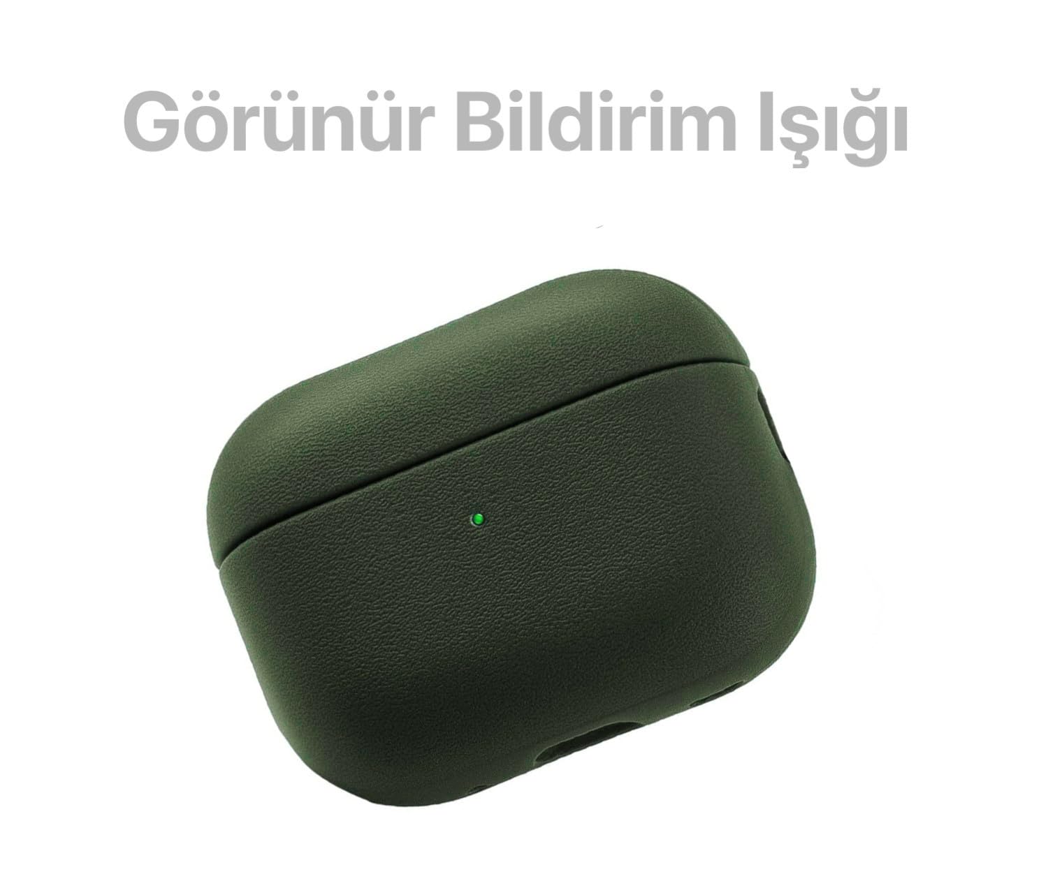 Minesk Airpods Pro 2. Nesil ile Uyumlu Leather Skin Serisi Parmak İzi Tutmayan Dış Yüzeye Sahip ve Mükemmel Koruma Sağlayan Orta Sertlikte Silikon Kılıf (Haki)