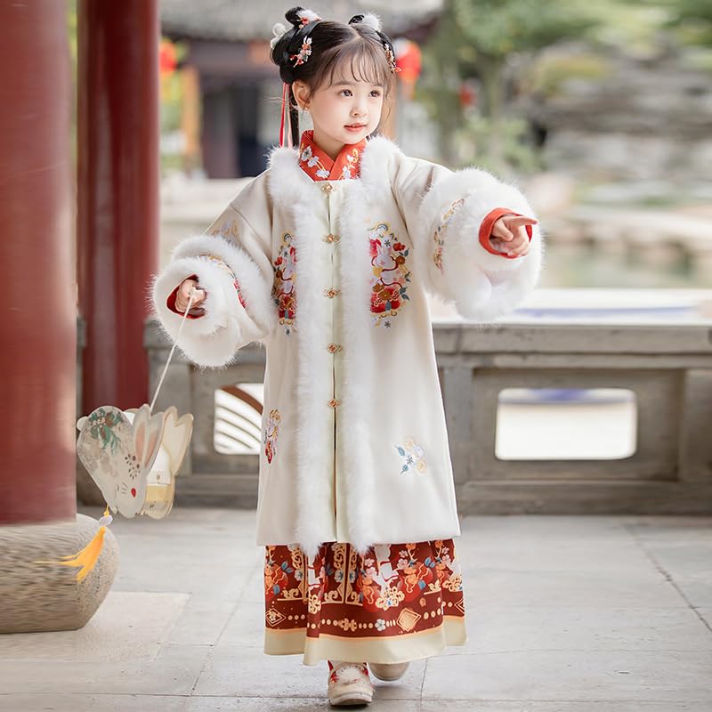NIBHZ Odzież zimowa dziewczęca Hanfu, dziecięcy garnitur Tang, pogrubiona, w stylu chińskim,110cm