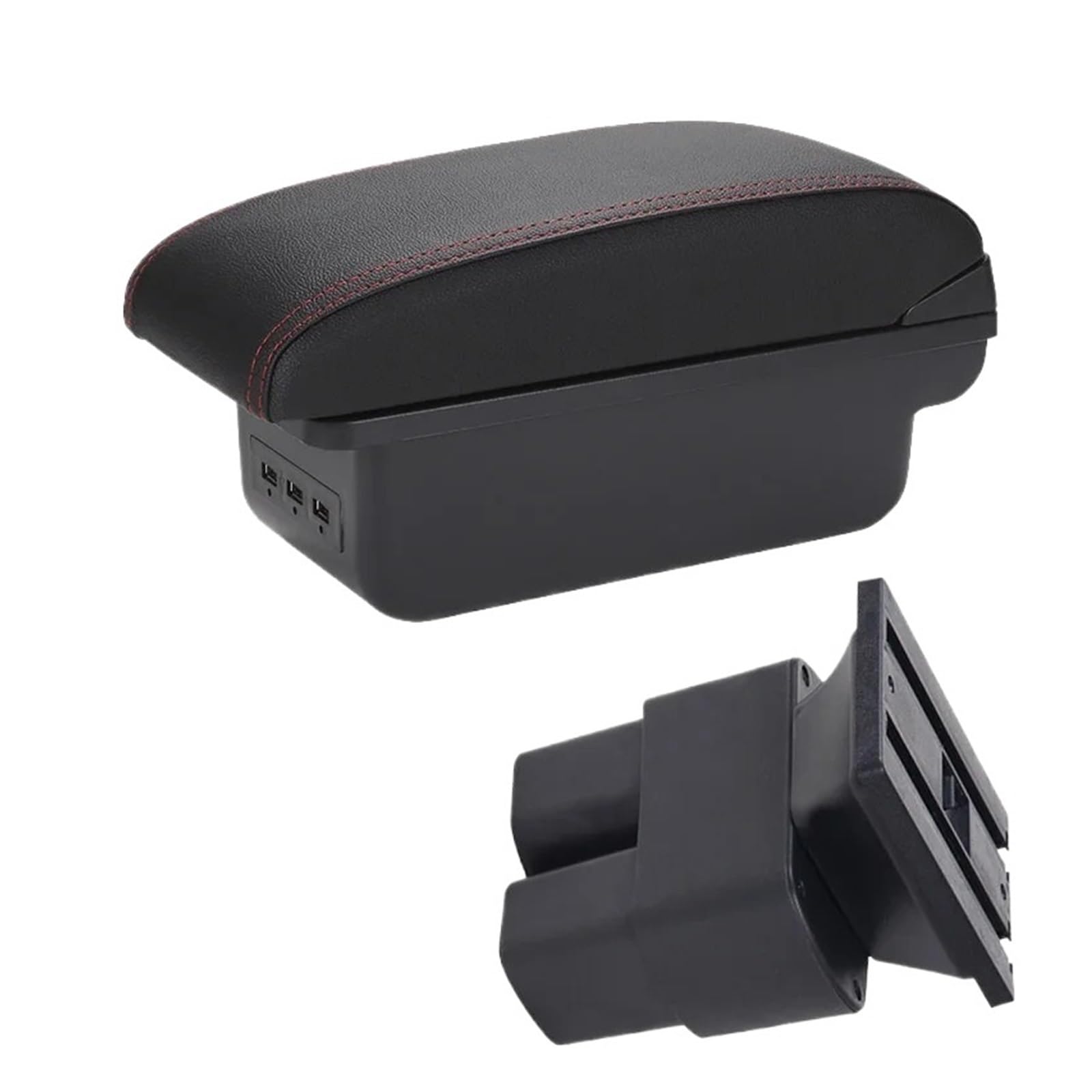 Ggwqoops Car Armrests For Nissan For NV200 For Evalia 2011-2016 Car Armrest Retrofit Parts Interior Storage Box Accessories Armrest Box(B1 Black red 3USB)