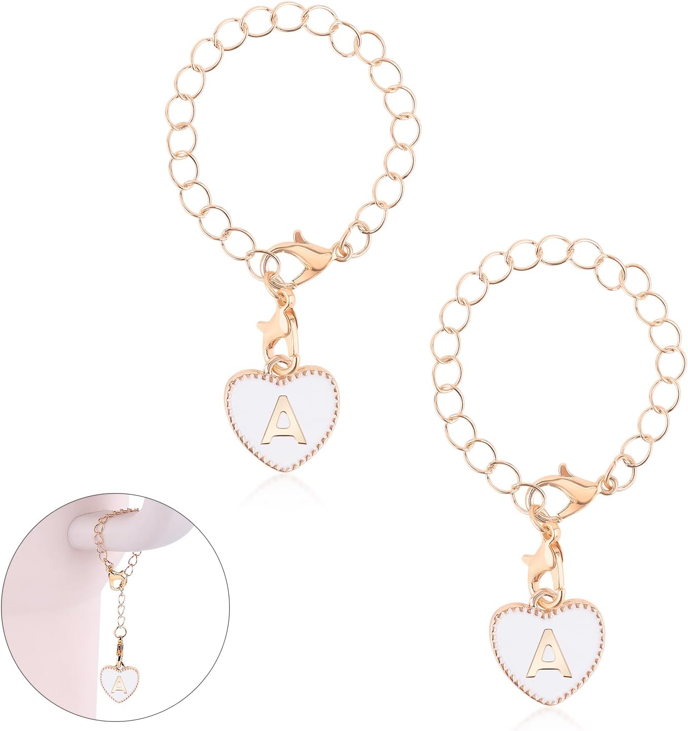 PEUTIERLetter Charms Accessories for Stanley Cup, Heart Alphabet Pendant Personalized Name ID Initial Letter Decorations Handle Chain for Stanley Tumbler Accessories