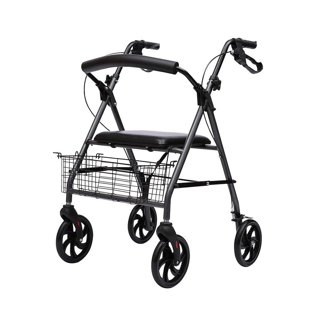 UWYTGF Folding Rollator Rollator for Elderly People and Wheelchair Model Colon Foldable Brakes On The Handles Adjustable Height Basket and Seat Walker Disabled Aids