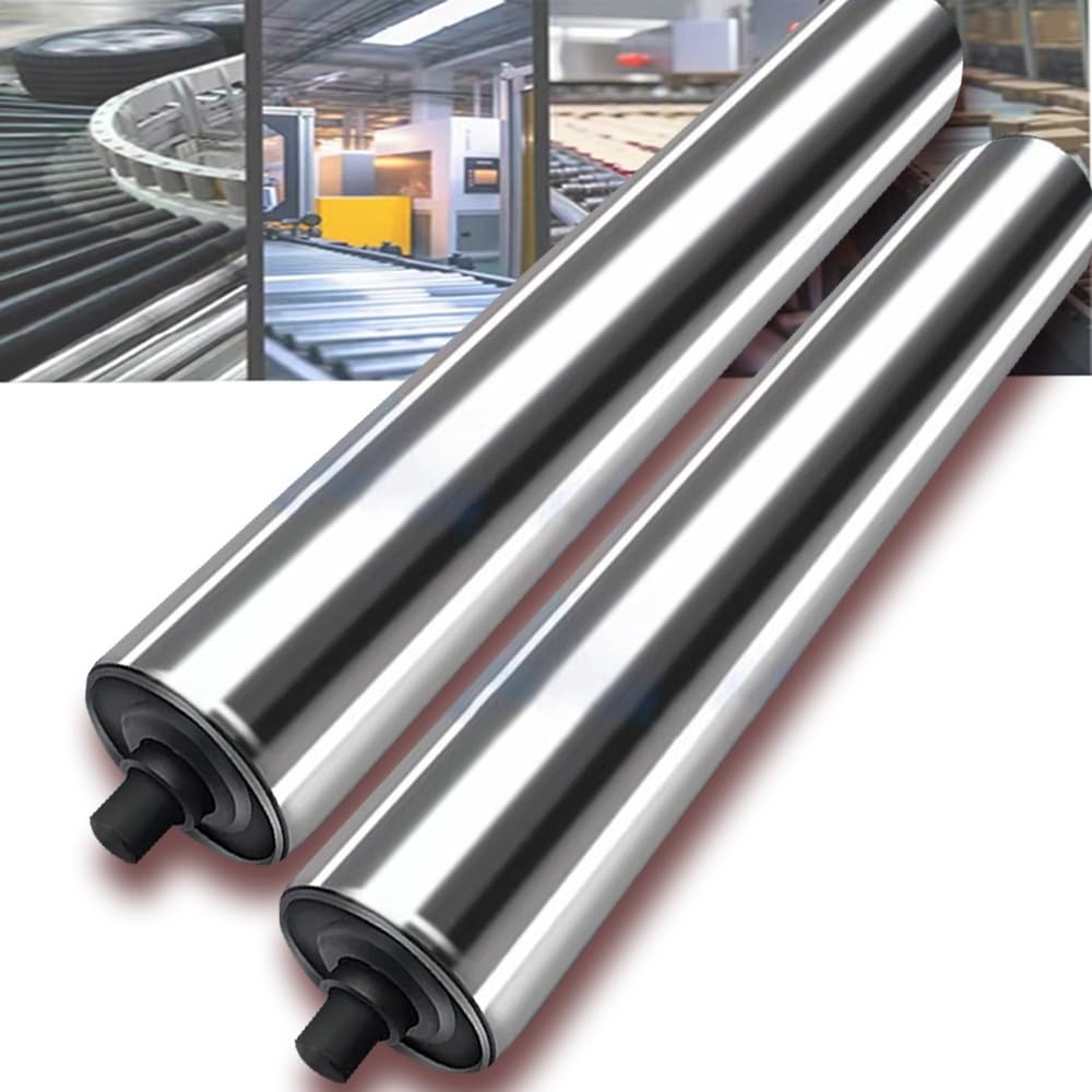 Rolki przenośnikowe ze stali nierdzewnej, 2 sztuki, 1" (25 mm) x 550 mm, zapasowe rolki do obróbki drewna i systemów przesyłowych magazynowych