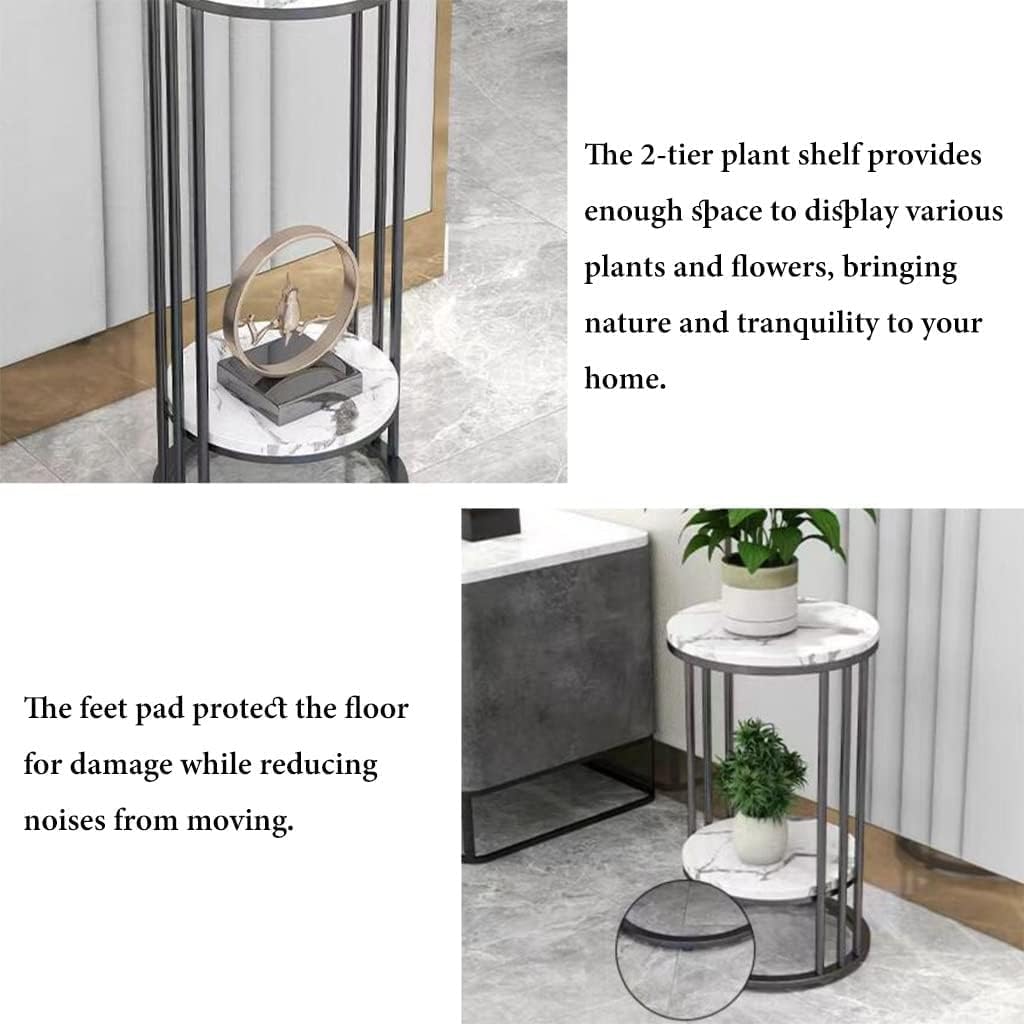 Marble Plant Stand Set - 2 Tier Gold Metal Stand -5