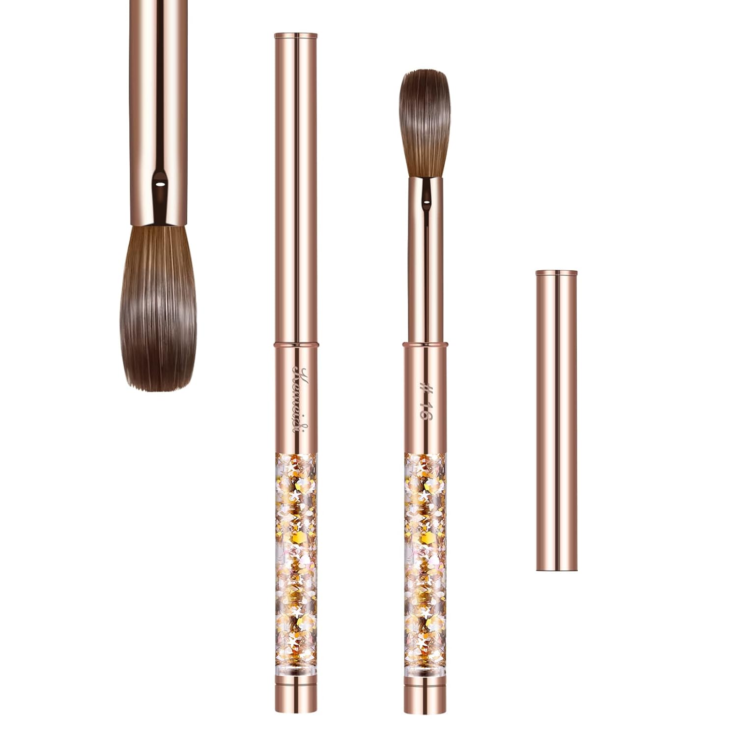 Brocha de uñas acrílicas, tamaño #16, 100% puro, Kolinsky, cepillo de arte de uñas, mango resistente, forma ovalada, herramientas de diseño de uñas