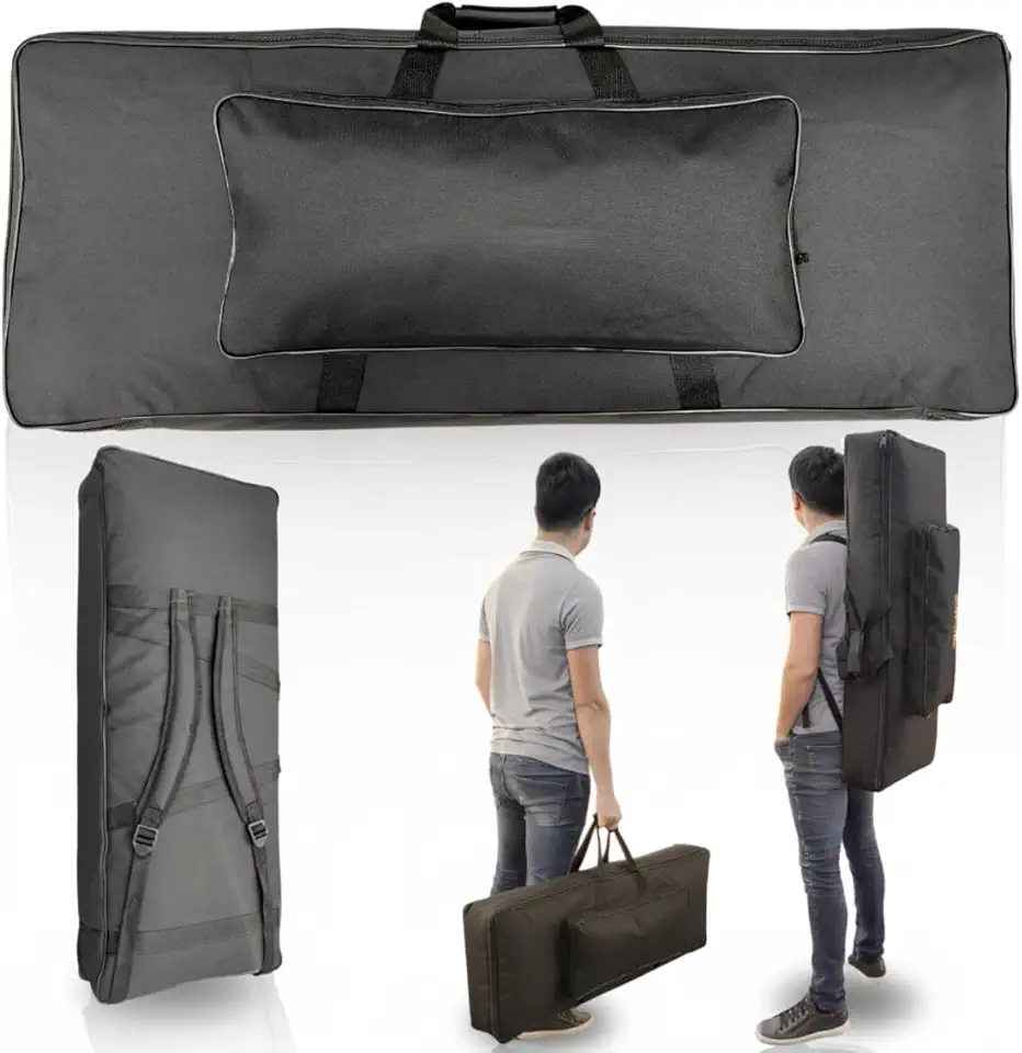 Capa Bag Mochila para Teclado BK-5 Acolchoada Impermeável Profissional Resistente Bolsa Estojo Reforçado Espuma Densa Proteção Total Transporte Seguro Instrumento Musical