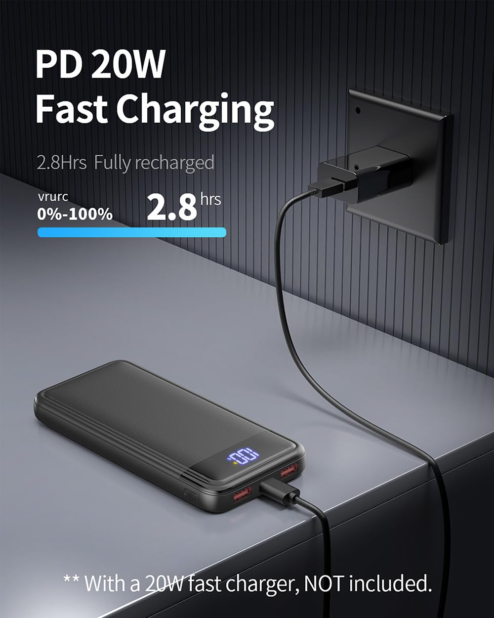 Power Bank, Slimmest 22.5W Powerbank 13800mAh PD3.0 USB C (Ingressi/Uscite), Caricatore Portatile Ricarica Rapida Batterie Esterna Compatibile con iPhone 16 15 14 13 12 Pro Max Huawei etc.(Grigio)