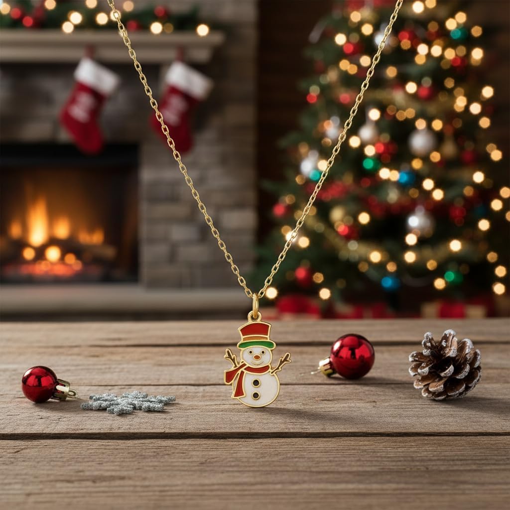 Silver Snowman Necklace, Enamel Holiday Pendant, Cute Winter Accessory, Christmas Gift for Her, Festive Winter Necklace - Image 6