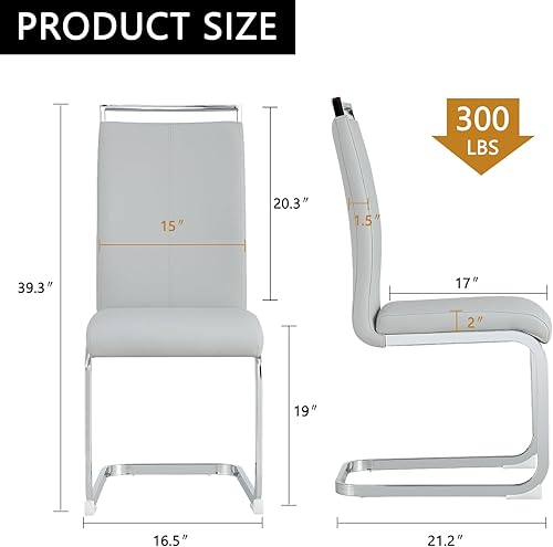 Miniatura 2 de gopop Juego de sillas de comedor, sillas modernas de metal con asiento acolchado de piel sintética, respaldo alto y patas cromadas resistentes,