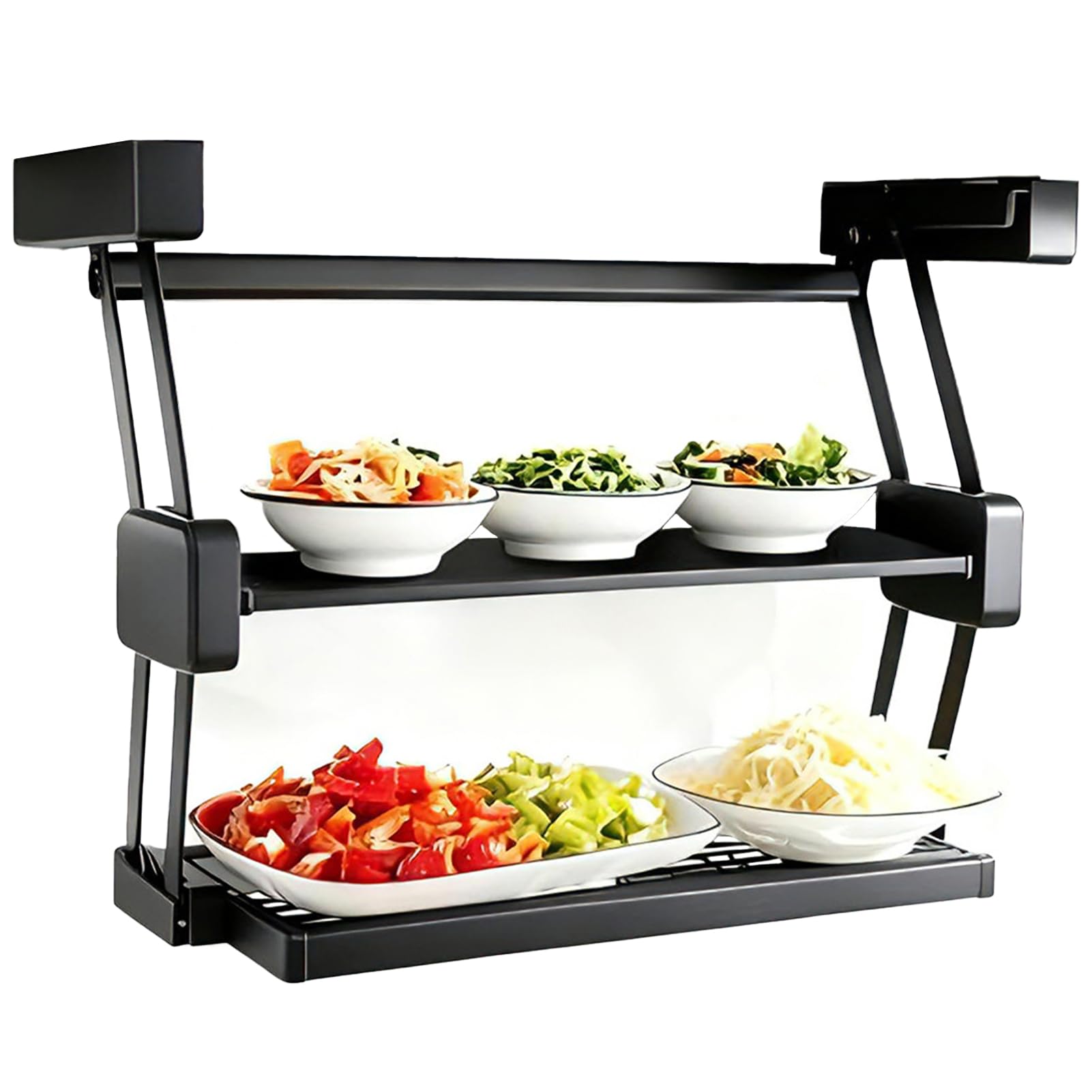 Estante de cocina extraíble y plegable de dos niveles para duplicar el espacio