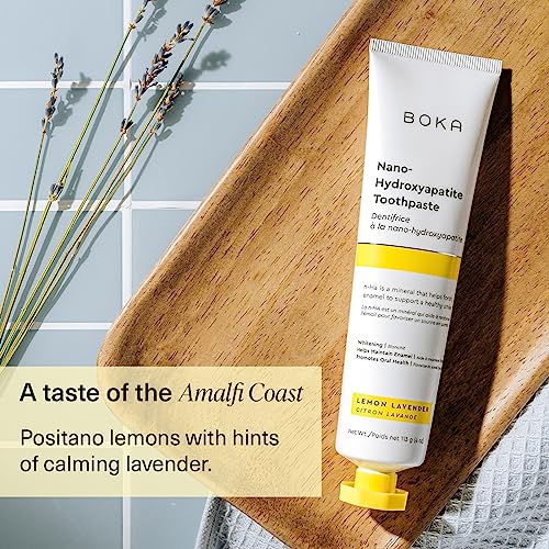 Boka Natural Toothpaste, Fluoride Free - Nano Hydroxyapatite For Remineralizing, Sensitive Teeth, & Whitening - Dentist Recommended For Adult, Kids Oral Care - Lemon Lavender, 4Oz 1 Pack - Made In Usa #TOP3