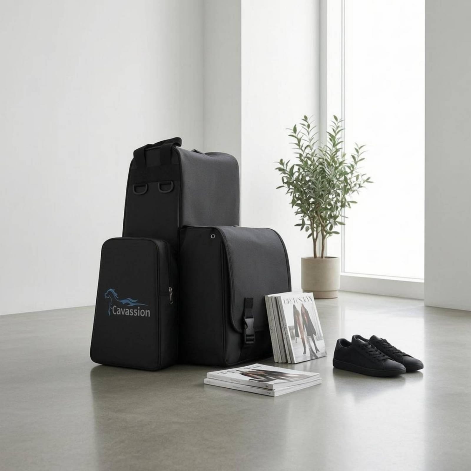 Borsa Equestre Porta Attrezzatura Borsa Zaino Sacca Organizer in Poliestere Ripstop 900D con Esterno Opaco Liscio Chiusura a Zip Separate per Piccoli