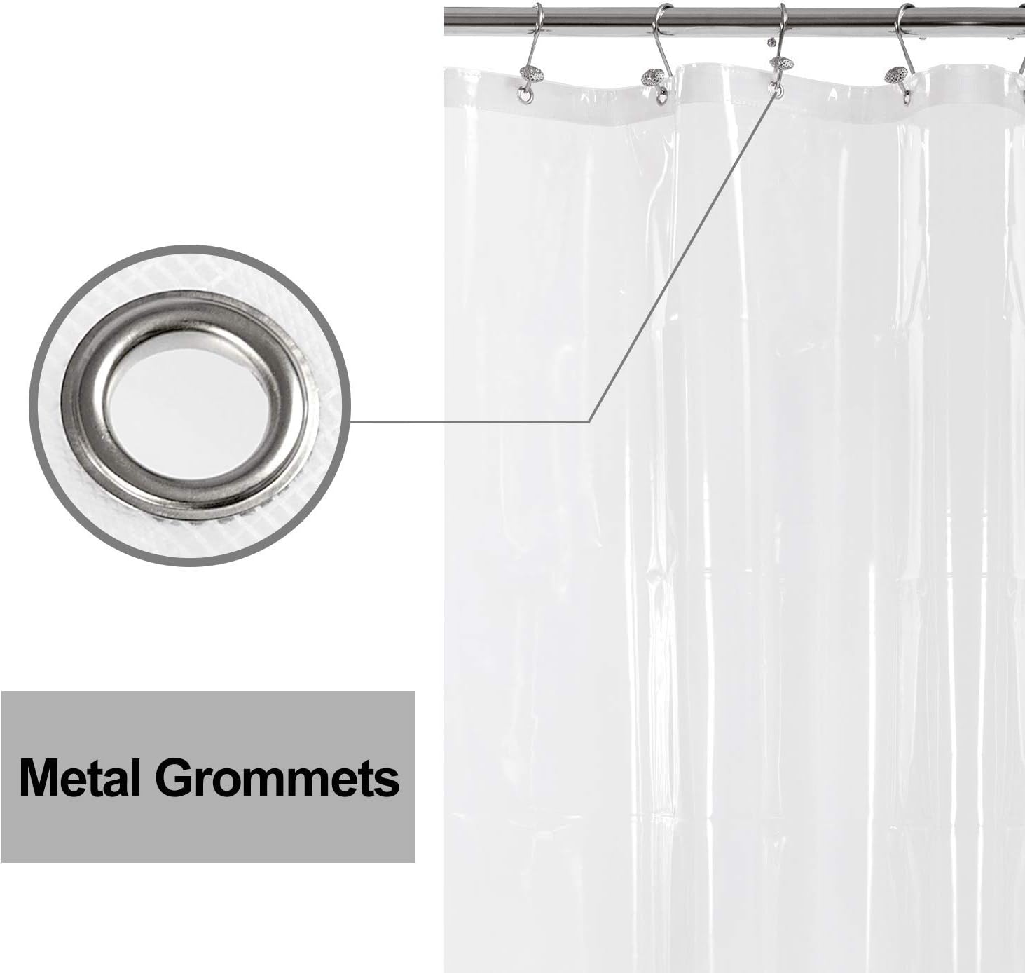 RV Shower Curtain Liner with 3 Magnets 47" x 64" Camper Shower Curtain for Travel Trailers, Waterproof PEVA Shower Liner for Camping Stall, PVC Free, Metal Grommets Clear, 47x64