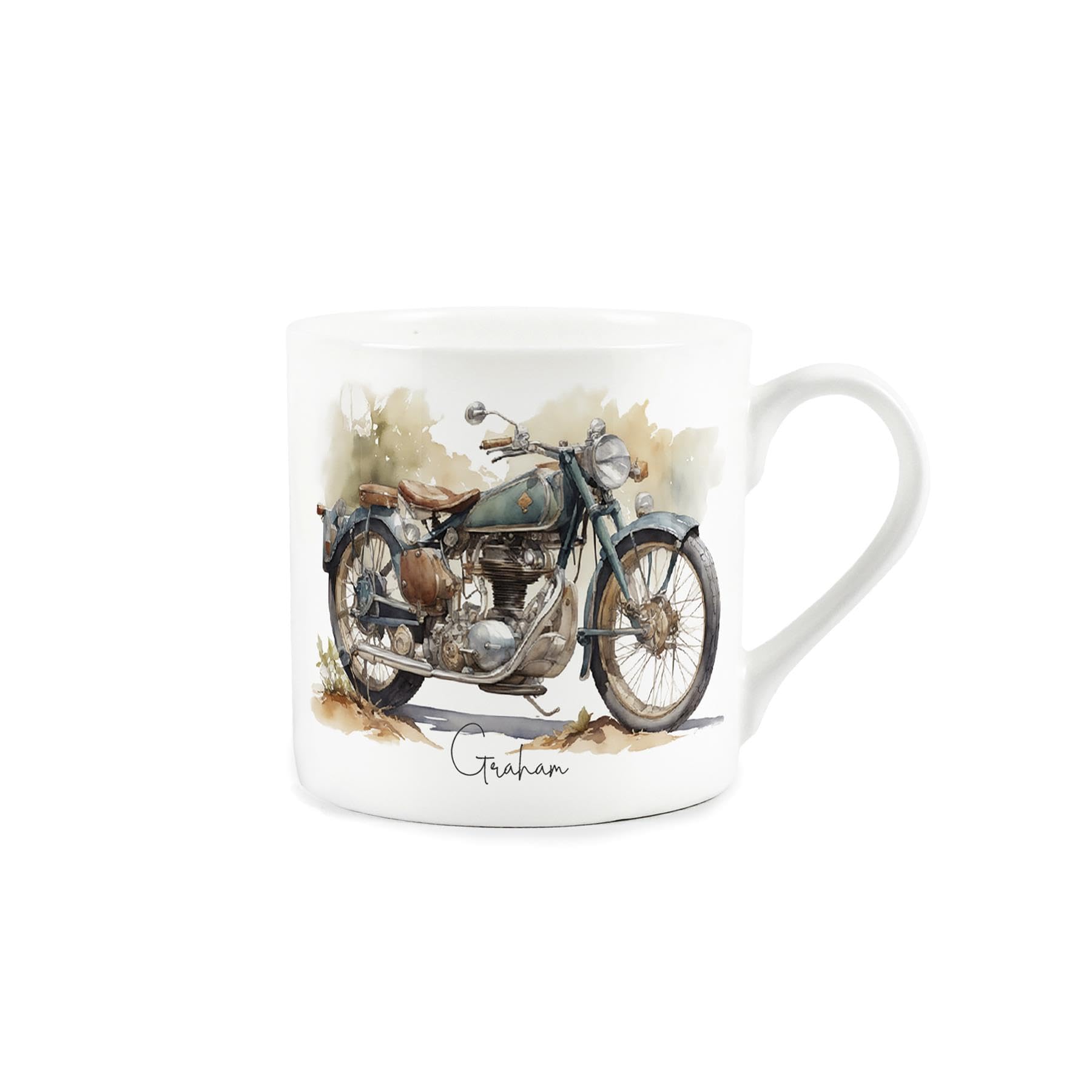 Custom Motorcycle Mug - Personalised Vintage Motorbike Bone China Mug Gift - Tea/Coffee Hot Drinks Cup Present