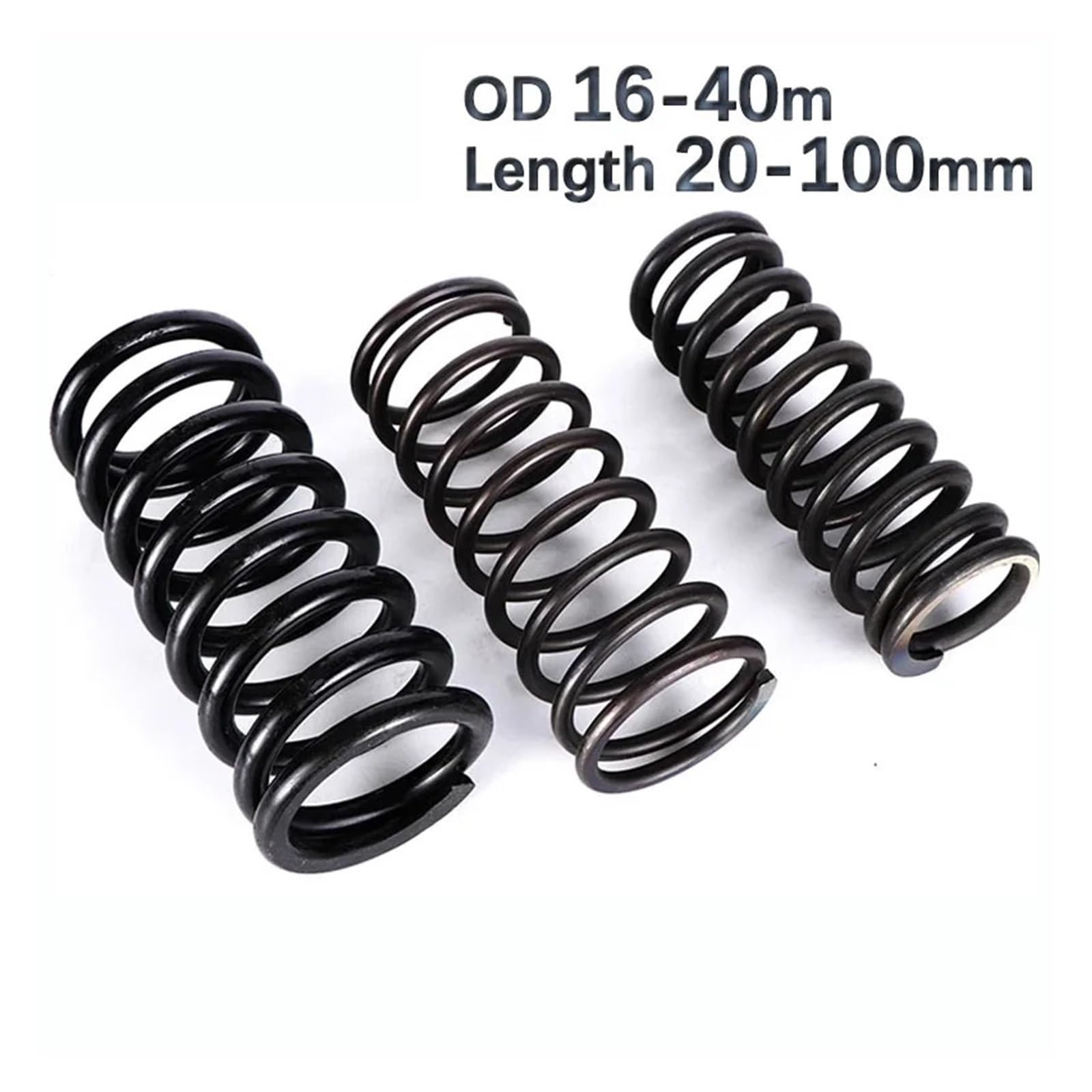 Druckfeder Aus Federstahl – 3 Mm Draht-Ø, 16–40 Mm Außen-Ø, 70–100 Mm Länge, Schwarz – 1 Stück, Für Mechanik & Reparaturen