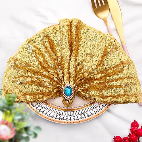 SquarePie Sequin Napkin Glitter Decoration for Wedding Party Dinner Restaurant 12 x 12 Inch 12 Pcs Gold