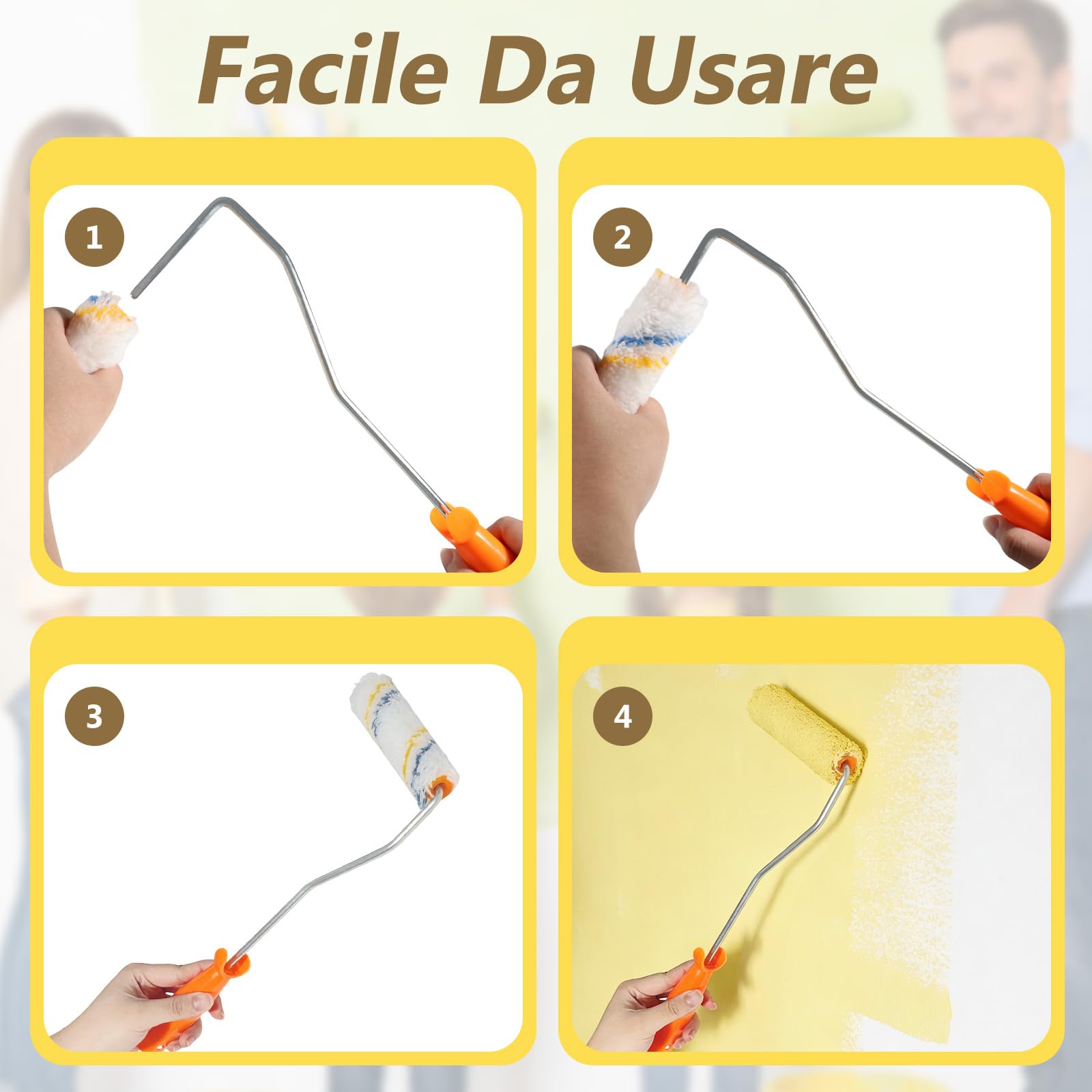 20 Pezzi 8CM Kit di Rulli per Pittura - Rullo Piccolo per Pittura con 2 Maniglie e 2 Pennelli, Rulli per Imbiancare per Verniciatura di Pareti, Soffitti e Porte
