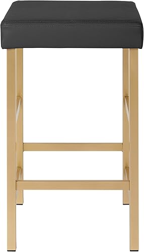 Miniatura 8 de OSP Home Furnishings Taburete sin respaldo con marco dorado, 26 pulgadas, camello