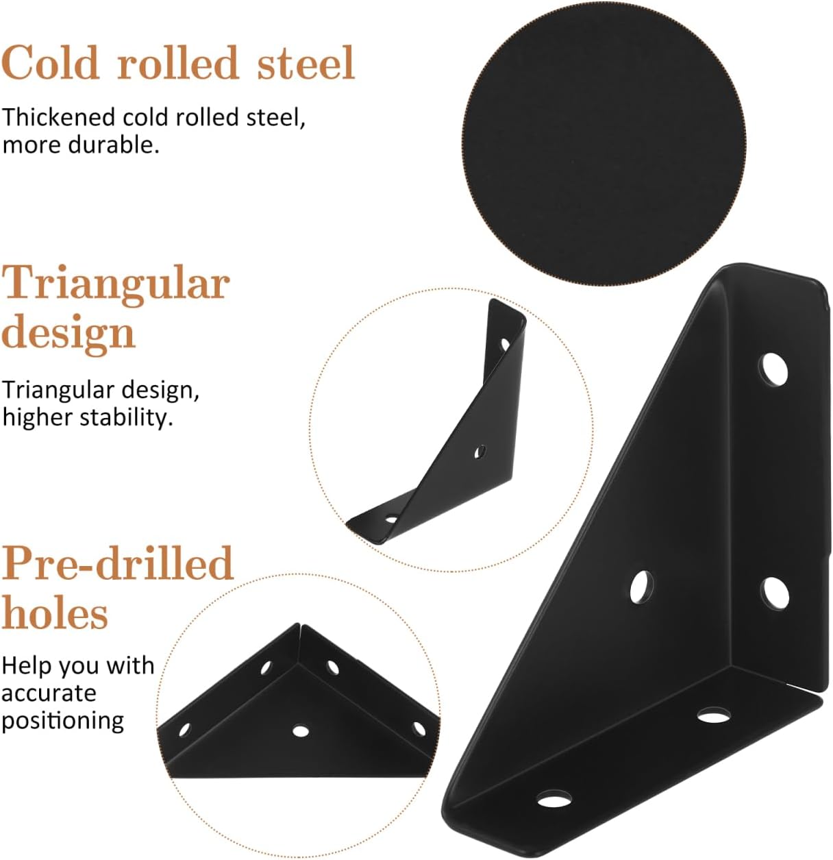 Hemobllo Heavy Duty Metal Corner Brackets 10 Pack Triangle Shelf Braces with Pre-Drilled Holes for Furniture Frame Reinforcement Bed Frame Desk Cabinet Support 3.54X2.55X0.74 Inches