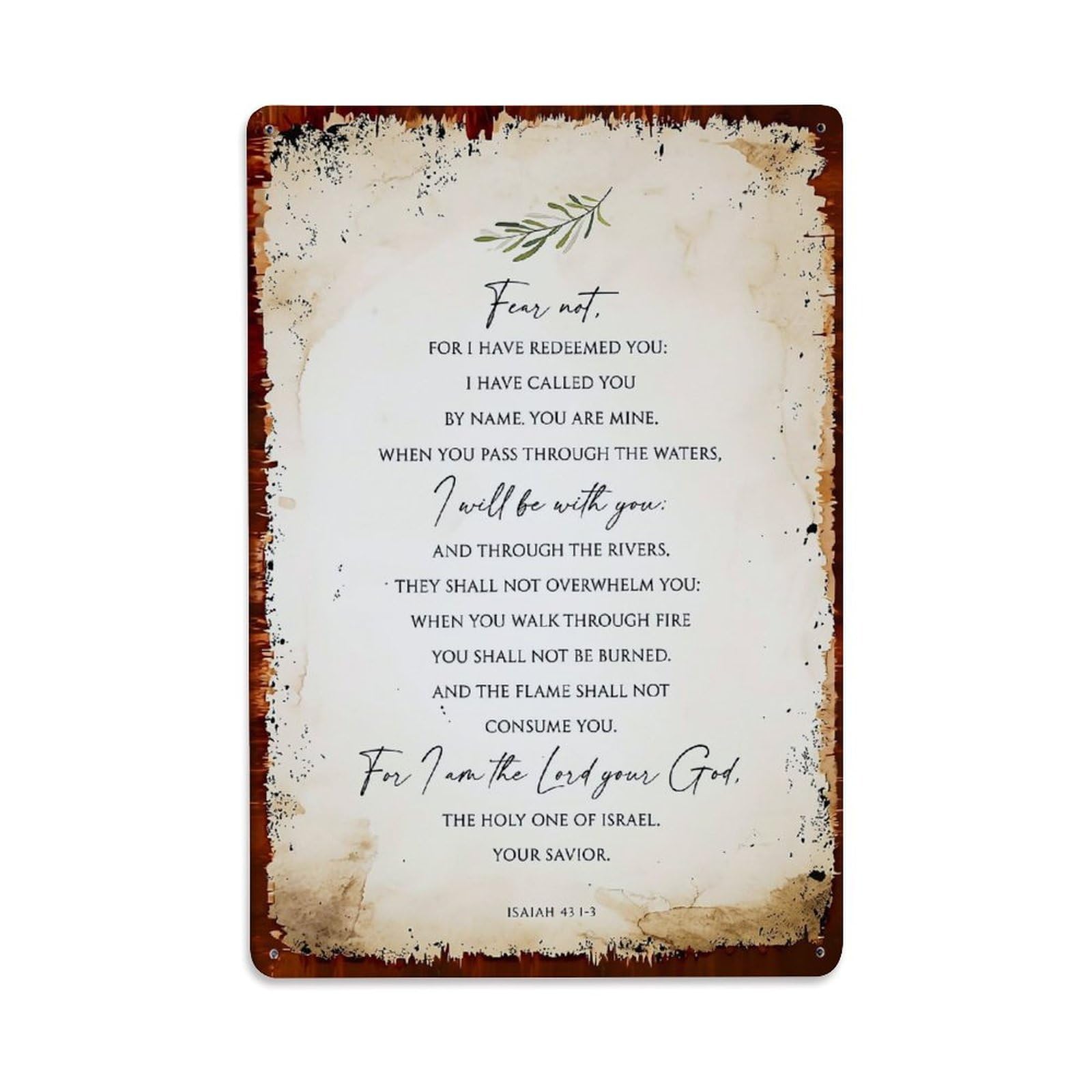Jdfenggu Vintage Fear Not Scripture Print Retro Metal Tin Sign, Decor Art Poster For Bar, Home, Man Cave, Kitchen, Laundry Room Gift 8X12inch