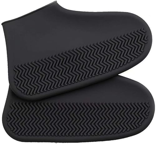 Fundas de silicona para zapatos, impermeables, reutilizables, antideslizantes, resistentes a la lluvia, para hombres y mujeres, Negro, Medium-Large