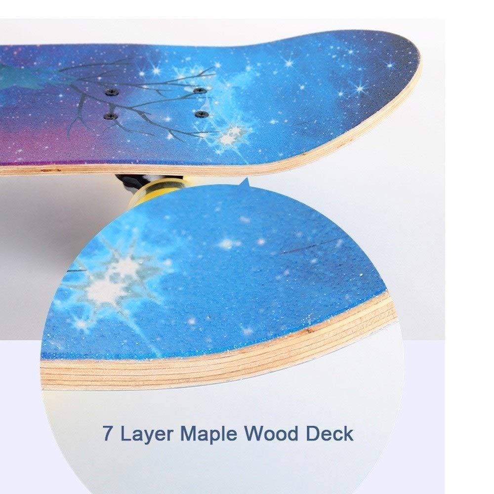 Skateboard Completo para Adultos y Niños, Monopatin con Ruedas LED para Principiantes y Profesionales, Tabla de Skate Completa (Color : Blue Flame)
