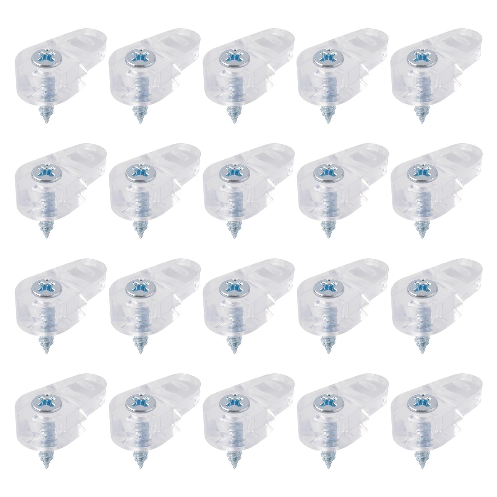 20Pcs Glass Retainer Clips, 0.79x0.43 inch Plastic Glass Panel Clips Mirror Holder Clips with Screws for Fixing Windows Glass Cabinet Doors (Transparent)