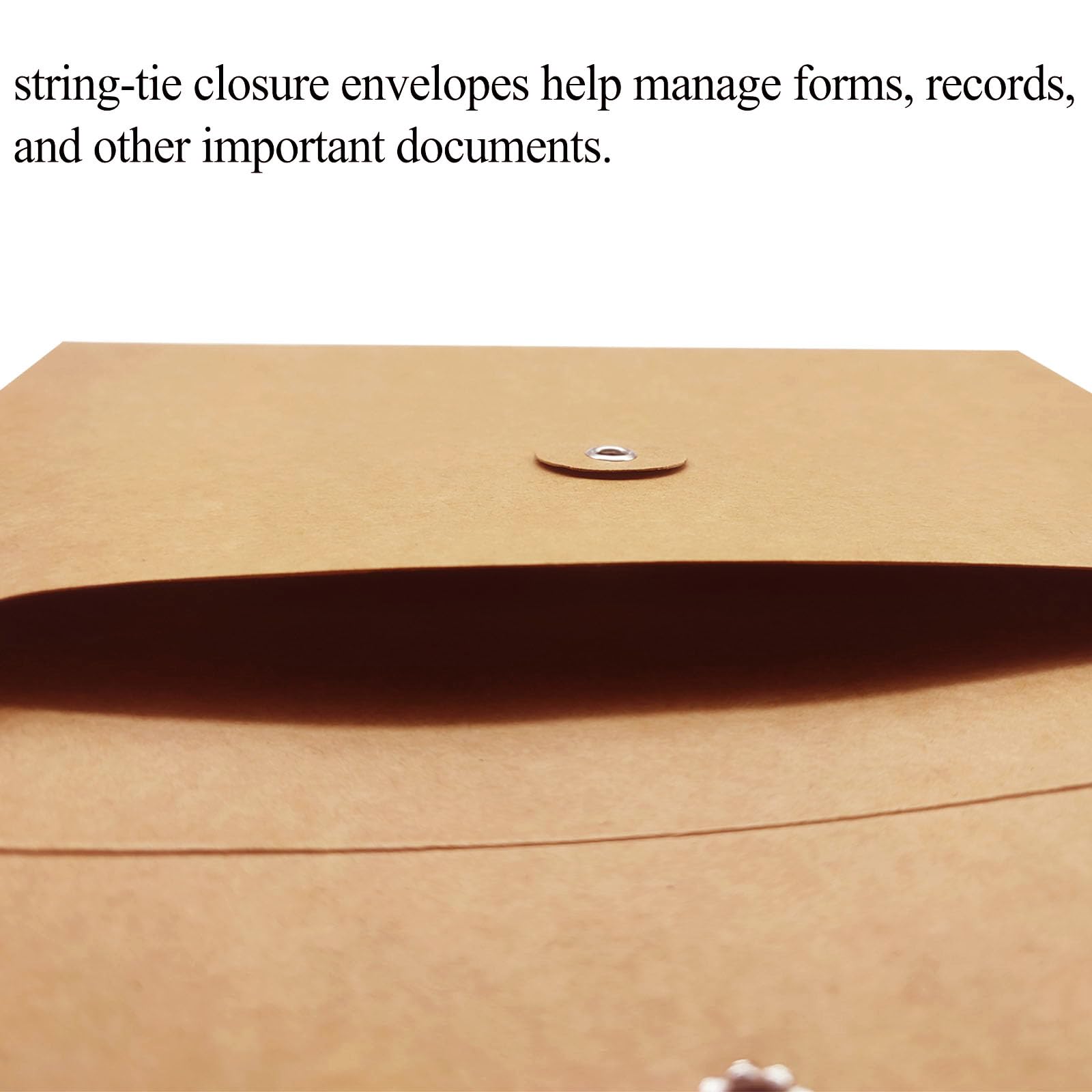 10 Pcs A4 Kraft Paper Envelopes File Folders Pockets Project Folder Documents Paper Wallet Bag with String & Button Closure Portfolio Paperwork Organiser Presentation Pouch for Office School Home - Image 4