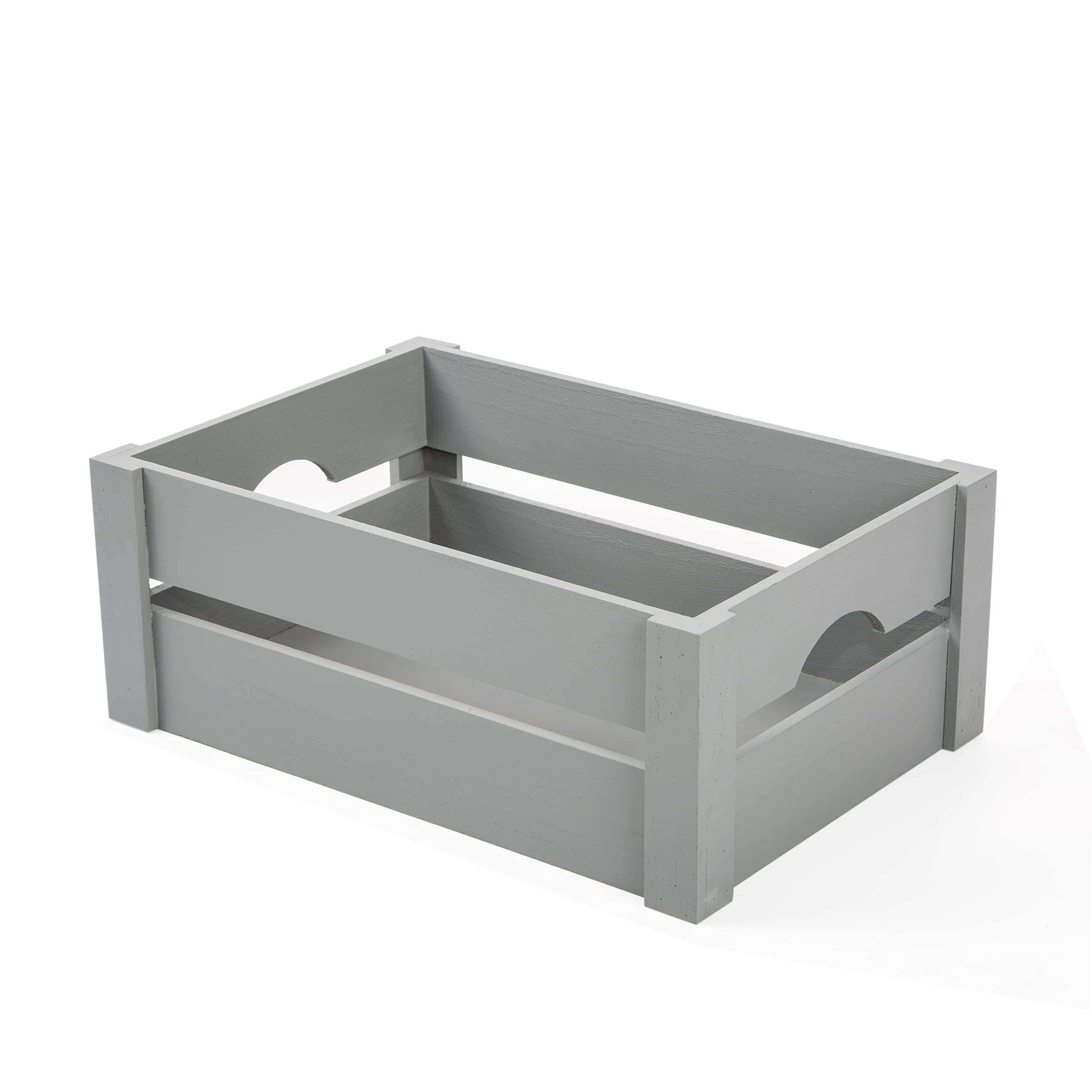 Wickerfield Wooden Box for Storage Hampers Garden Wedding, Dog Toy Wooden Crate with Handle, Wooden Baskets for Storage, Hamper Boxes Empty (Grey, Medium)