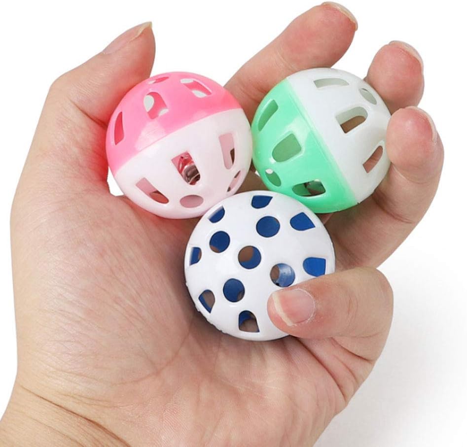 Bepets 12PCS 1.6‘’ Cat Toy Ball with Bell, Pet Toy Cat Bell Ball Cat Toy with Bell Cat Jingle Balls for Cats Kitten, Plastic Cat Toys Jingle Balls Pounce Chase Rattle Ball Toys Random Color : Pet Supplies