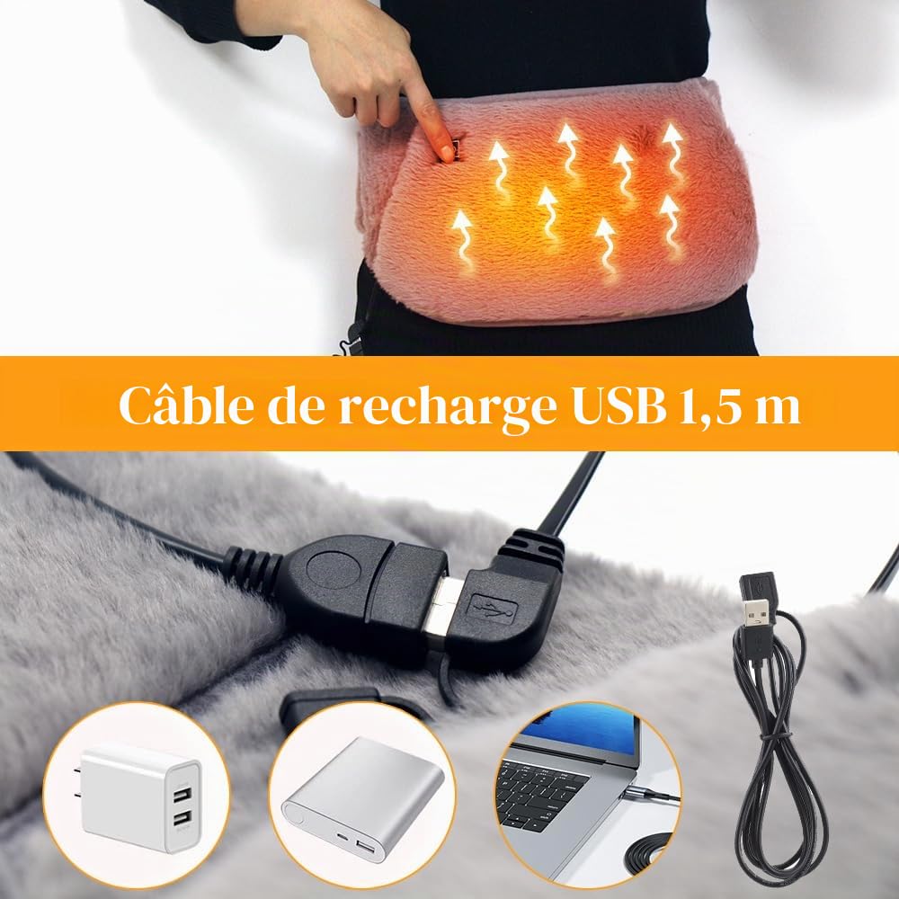 Ceinture Chauffante Electrique, Ceinture Chauffante Lombaire avec poches pour les mains, contrôle de la température à trois niveaux pour les douleurs au dos, à l'abdomen et à la taille