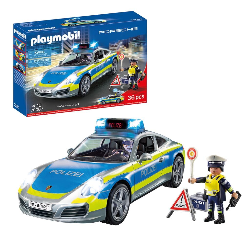PLAYMOBIL City Action 70067 Porsche 911 Carrera 4S Polizei mit Polizei-Licht und Sound, Empfohlen ab 4 Jahren