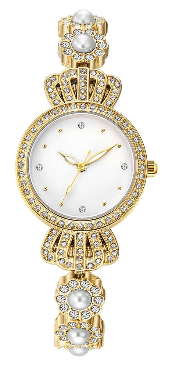 Reginald Reloj de pulsera de cuarzo para mujer con esfera de cristales brillantes, estilo vintage