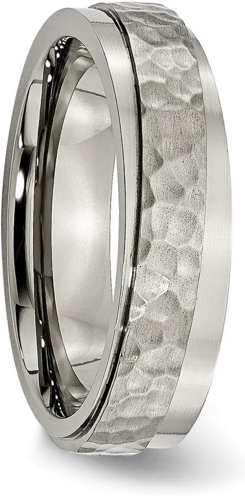 JewelryWeb Titanium Hammered and Polished Band Ring-Ring for Women and Men in Variety of Sizes