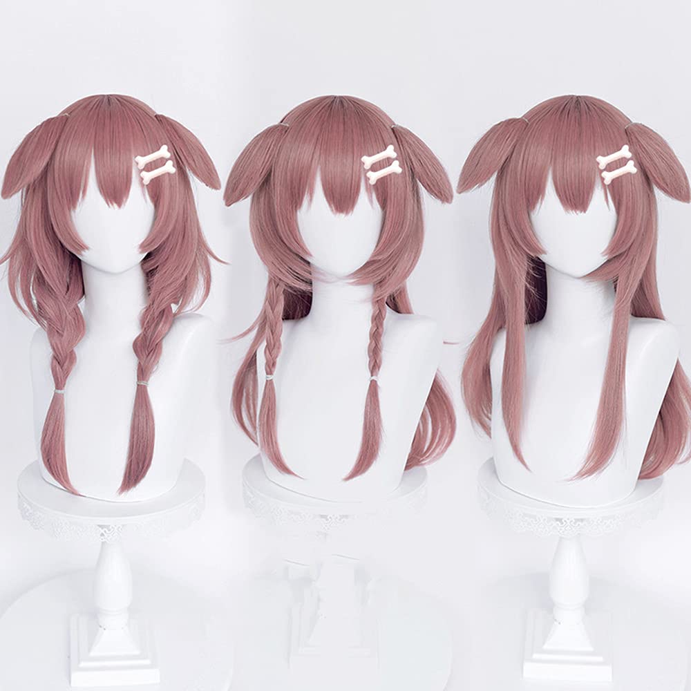 Red Brown Dream Long Straight Braid Synthetic Hair Anime Halloween Carnival Comic Exhibition Hair Natural COS Ombre Wigs with Bangs