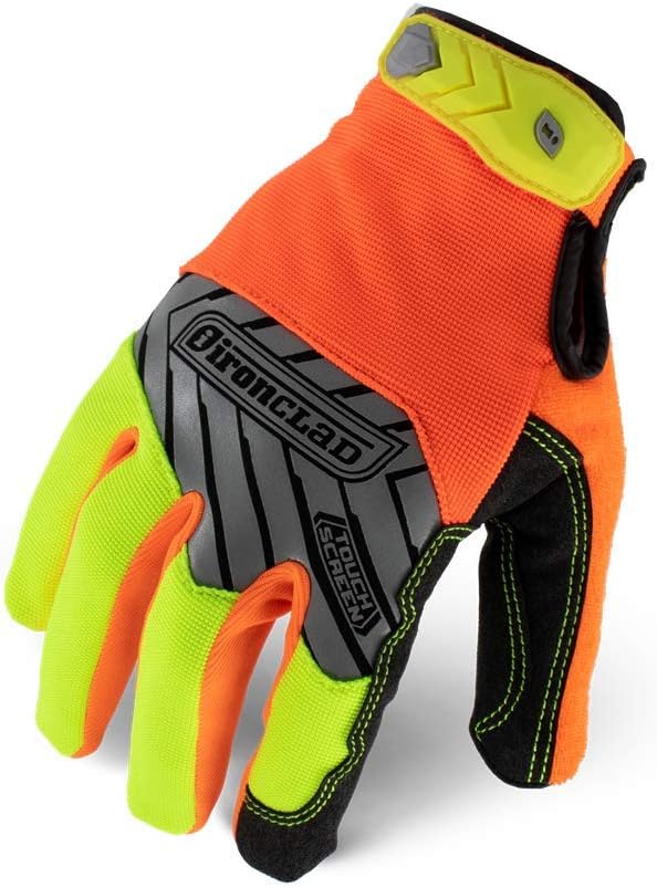 IroncladCommand Pro Work Gloves; Touch Screen Gloves Conductive Palm & Fingers, High Visibility, Performance Fit, Machine Washable, (1 Pair), Yellow and Orange, Large - IEX-HVP-04-L