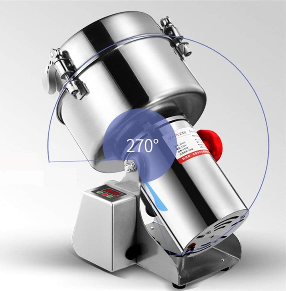 LED Display Electric Grain Grinder Mill 1000g High-Speed Spice Herb Mill Commercial Powder Machine Powder Machine Dry Cereals Grain Herb Grinder CE Approved (1000g Swing Type)