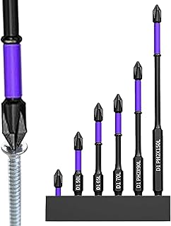 6pcs Magnetic Screwdriver Bit Set - D1 Anti-Slip and Shock-Proof Bits with Storage Base for Power Screwdriver, High Hardness Magnetic Screwdriver Set, Heavy Duty Screwdriver Attachment Drill Bits