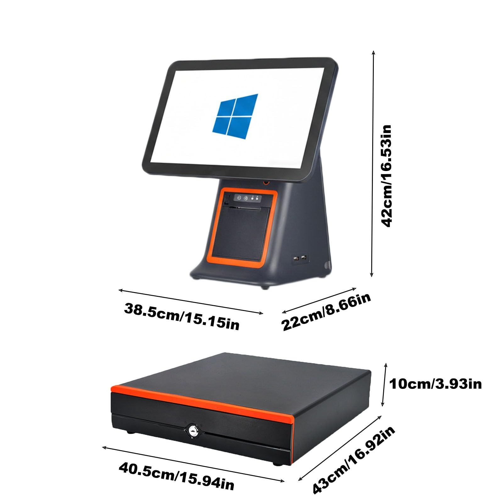 Pack Caisse Enregistreuse Tactile pour Petit Commerce, Processeur i5 8Go, WiFi 5GHz, Imprimante Tickets et Tiroir-Caisse, Solution Hardware Uniquement(White,58 Tooth Gear Printer)