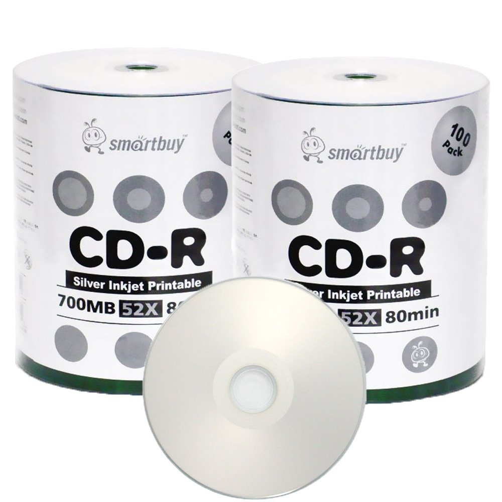 Smart Buy Smart Buy CD-R 200 Pack 700mb 52x Printable Silver Inkjet Blank Recordable Discs, 200 Disc, 200pk-image-46