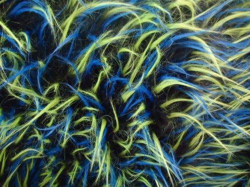 Miniatura 2 de The Yard - Tela de 3 tonos de piel falsa con púas de pelo sintético, color verde neón, azul y negro