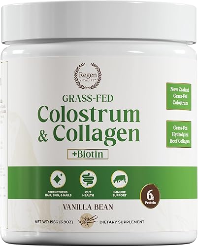 Calostro alimentado con pasto y colágeno en polvo Salud intestinal, cabello, piel y articulaciones Calostro bovino de Nueva Zelanda, péptidos de