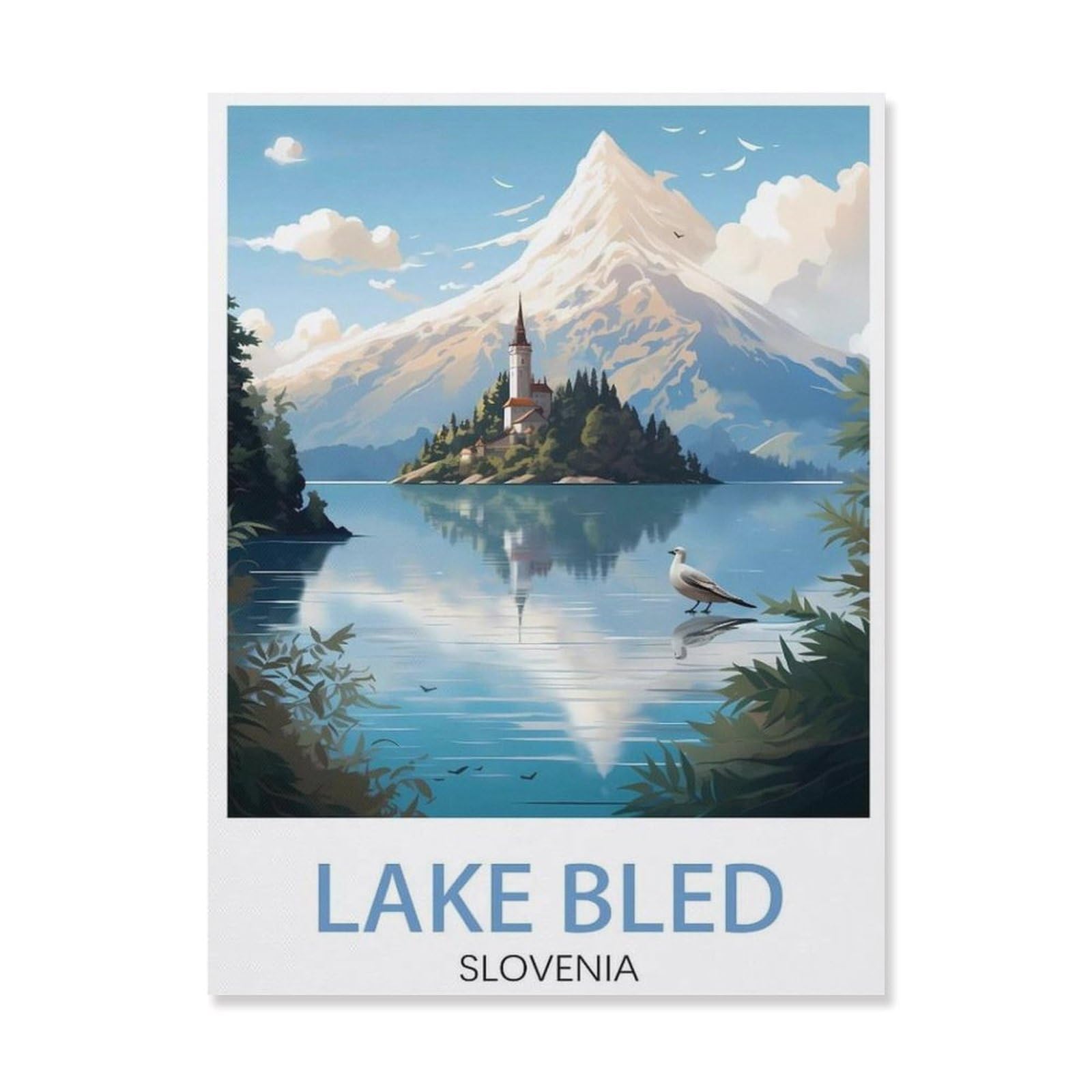 Beayodkp A8 Diy Oil Painting Paint By Number Kit，Lake Bled Slovenia，Diy Painting By Number Kits Oil Paint Drawing Canvas Home Decor Gift(20X30cm-Q45