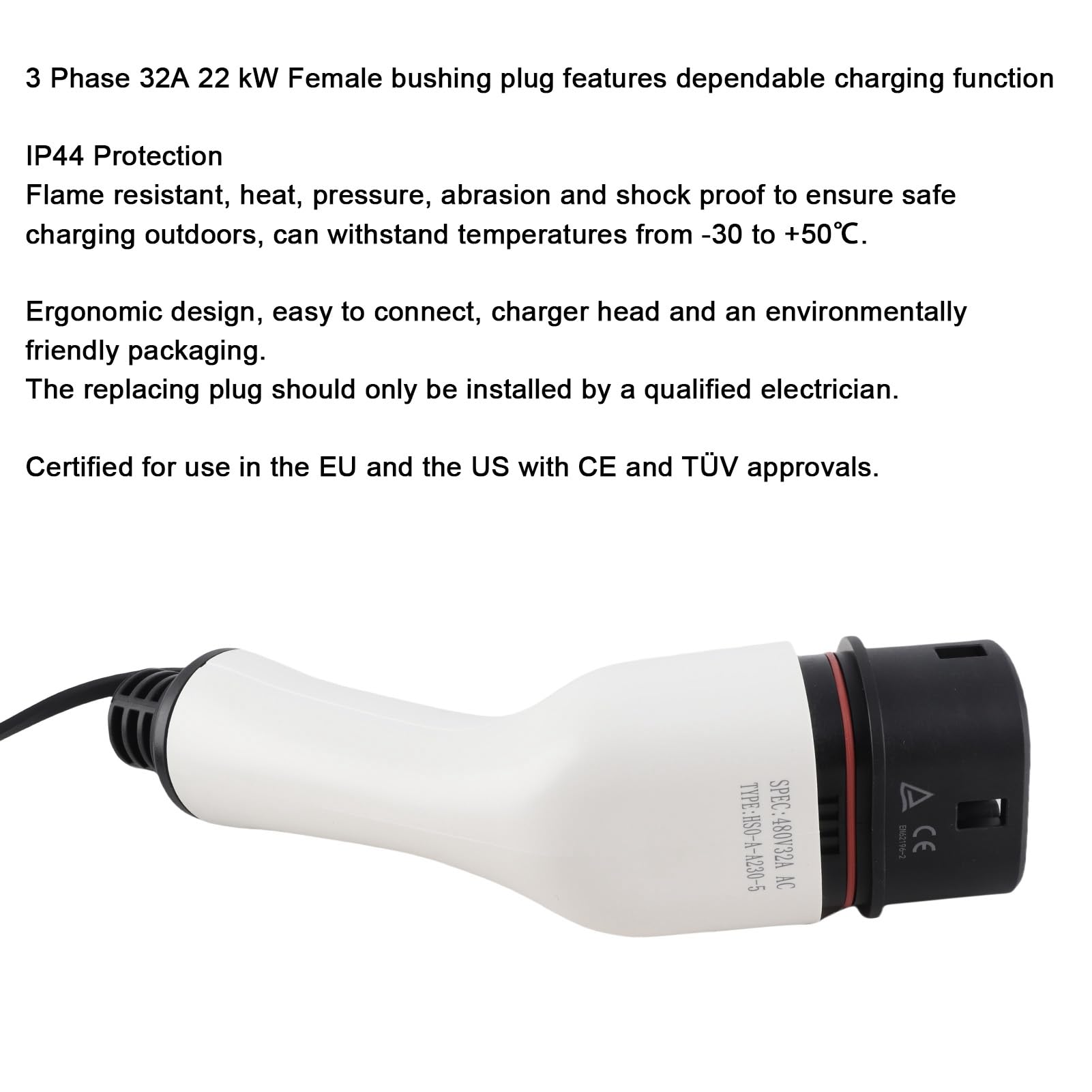 Connecteur de Charge EV Femelle 32A IP44 pour Type 2 PHEV